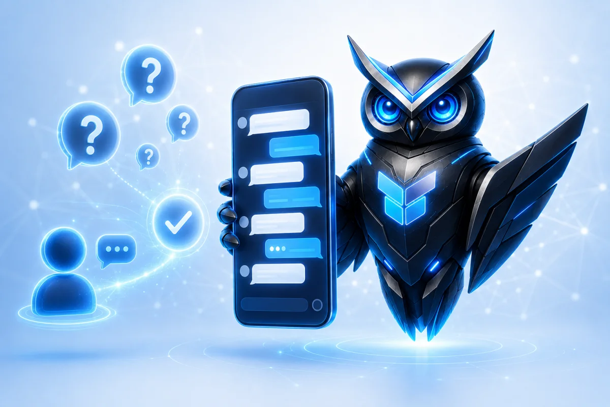 Ilustrasi layanan AI Chatbot WhatsApp oleh Ventera AI — solusi AI automation untuk bisnis Indonesia