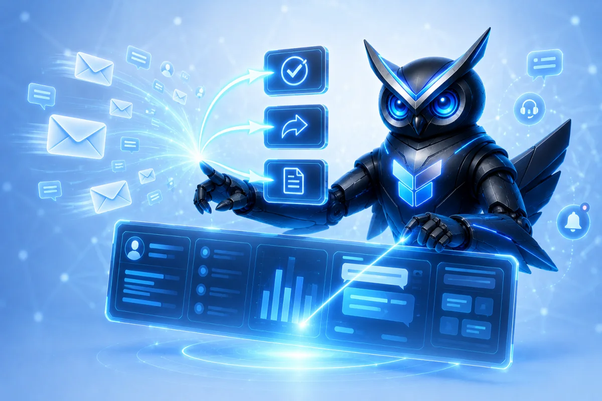Ilustrasi layanan AI Customer Support Agent oleh Ventera AI — solusi AI automation untuk bisnis Indonesia