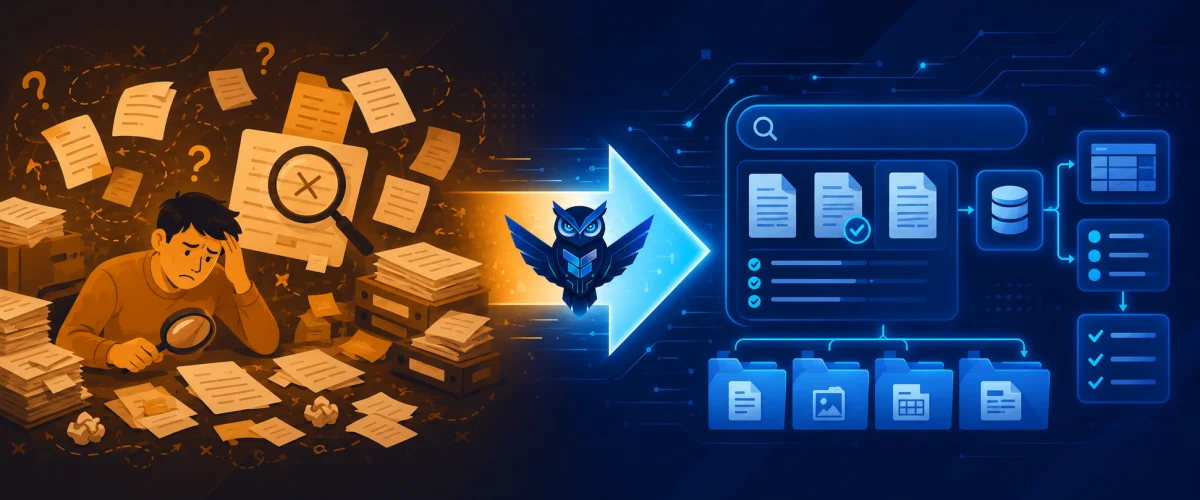 Perbandingan workflow sebelum dan sesudah implementasi AI Document Processing oleh Ventera AI